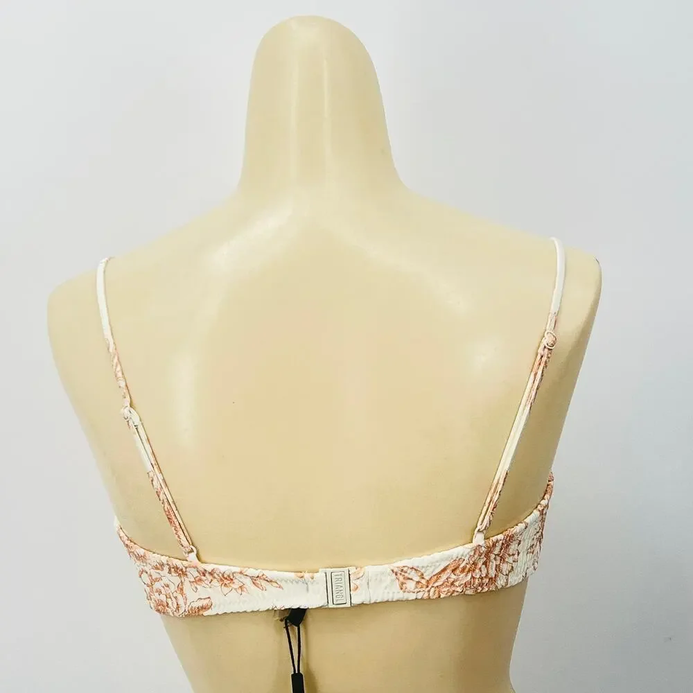 TRIANGL NWT Smocked Fabric Cream & Rust Floral Swim Top S Beach Pool Vacation